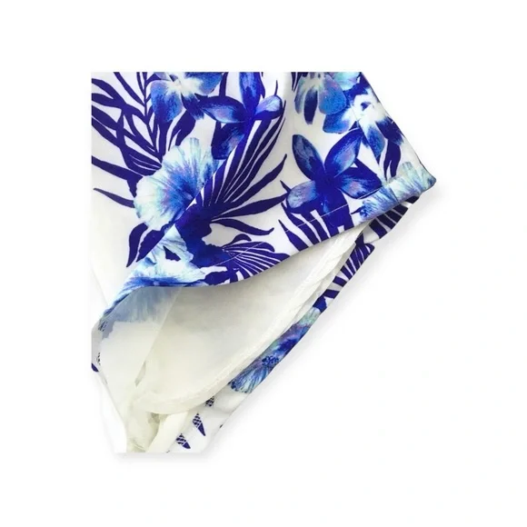 new LF into ๐ Festival Hibiscus Print Chiffon Short ๐ Jewel Tone Blue Purp ๐ 6 - Picture 4 of 16